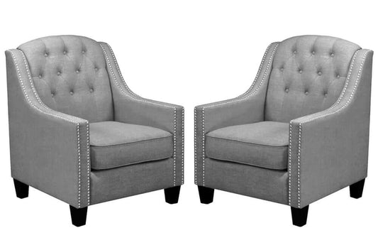 T400G Grey Linen Fabric Accent Chair