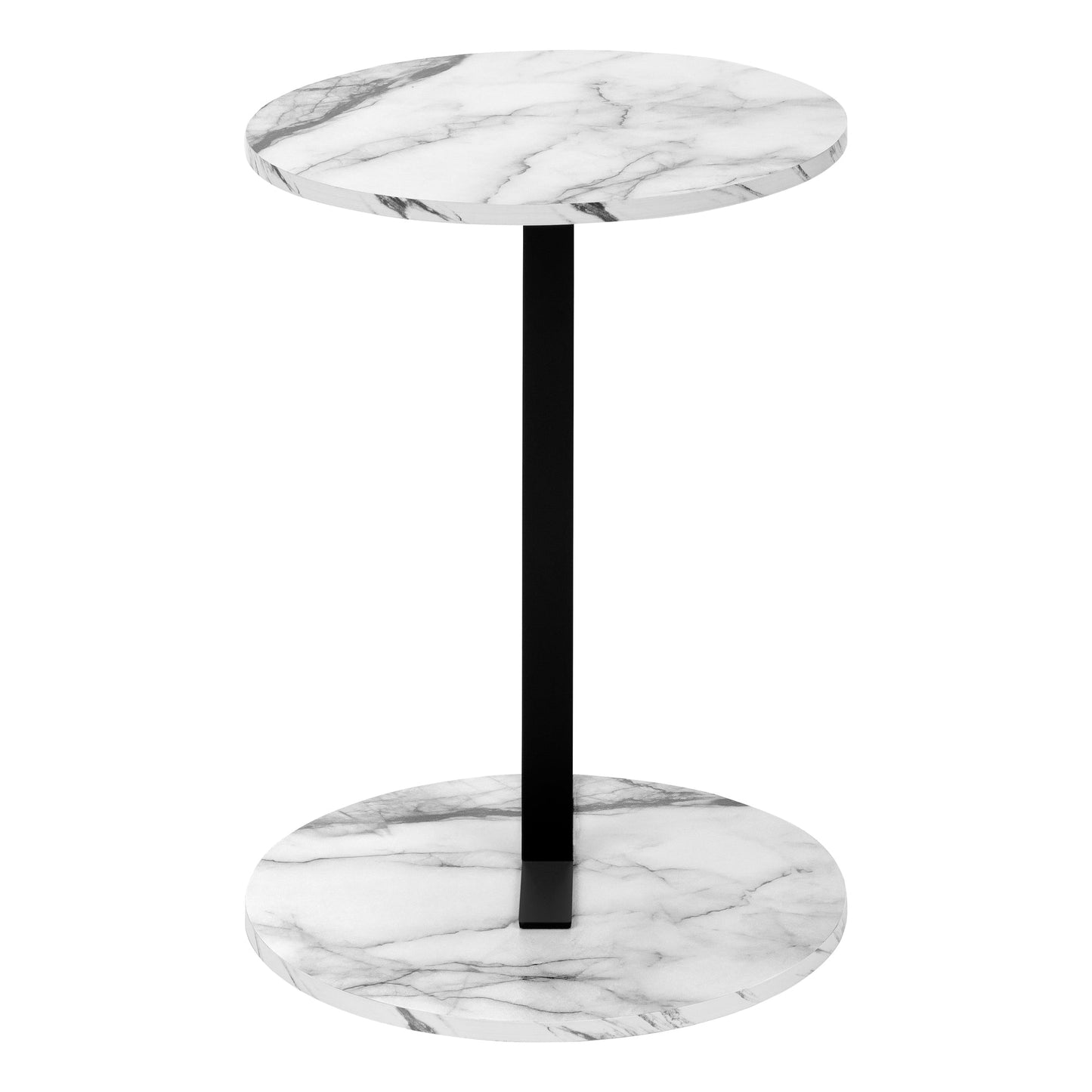 19"L/24"H Modern Round Bedroom Accent Table with Faux Marble