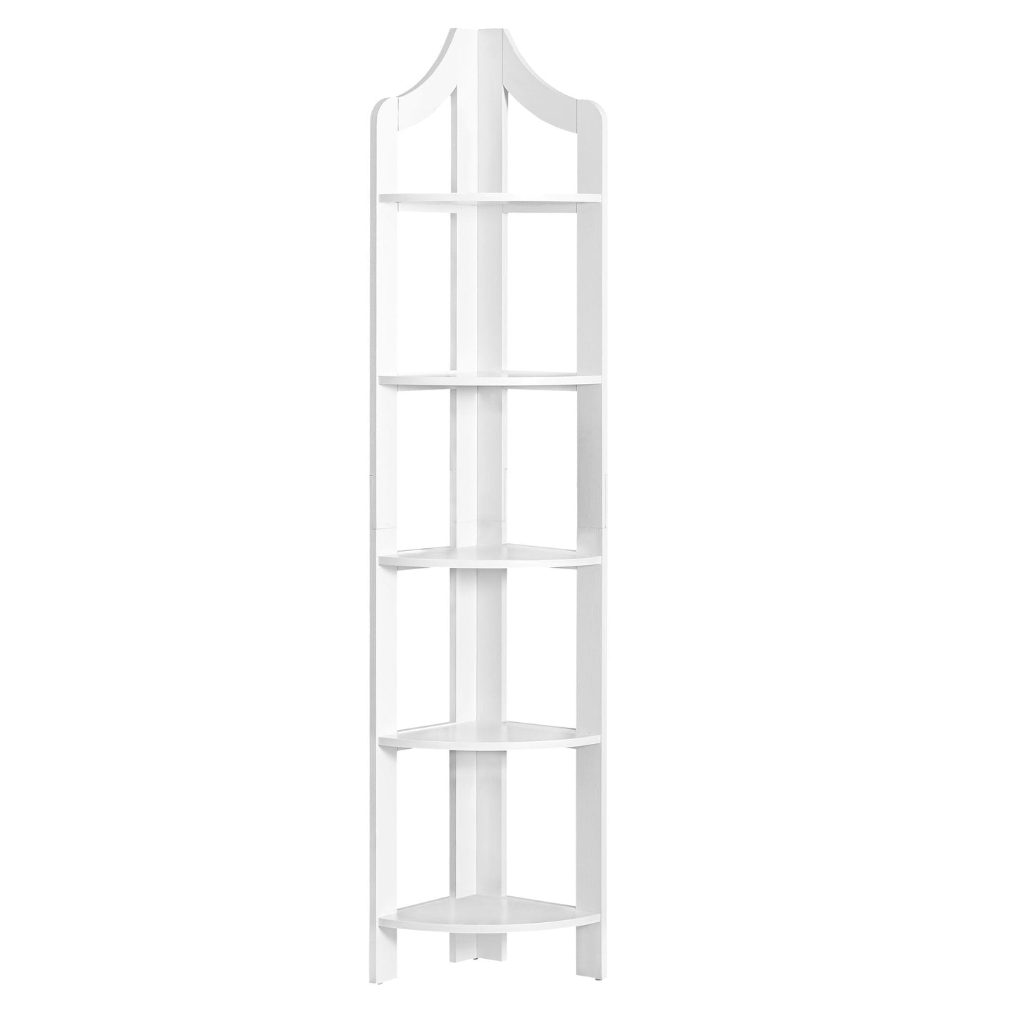 72"H 5-Tier 5 Shelf French Etagere White Laminate Bedroom Bookcase