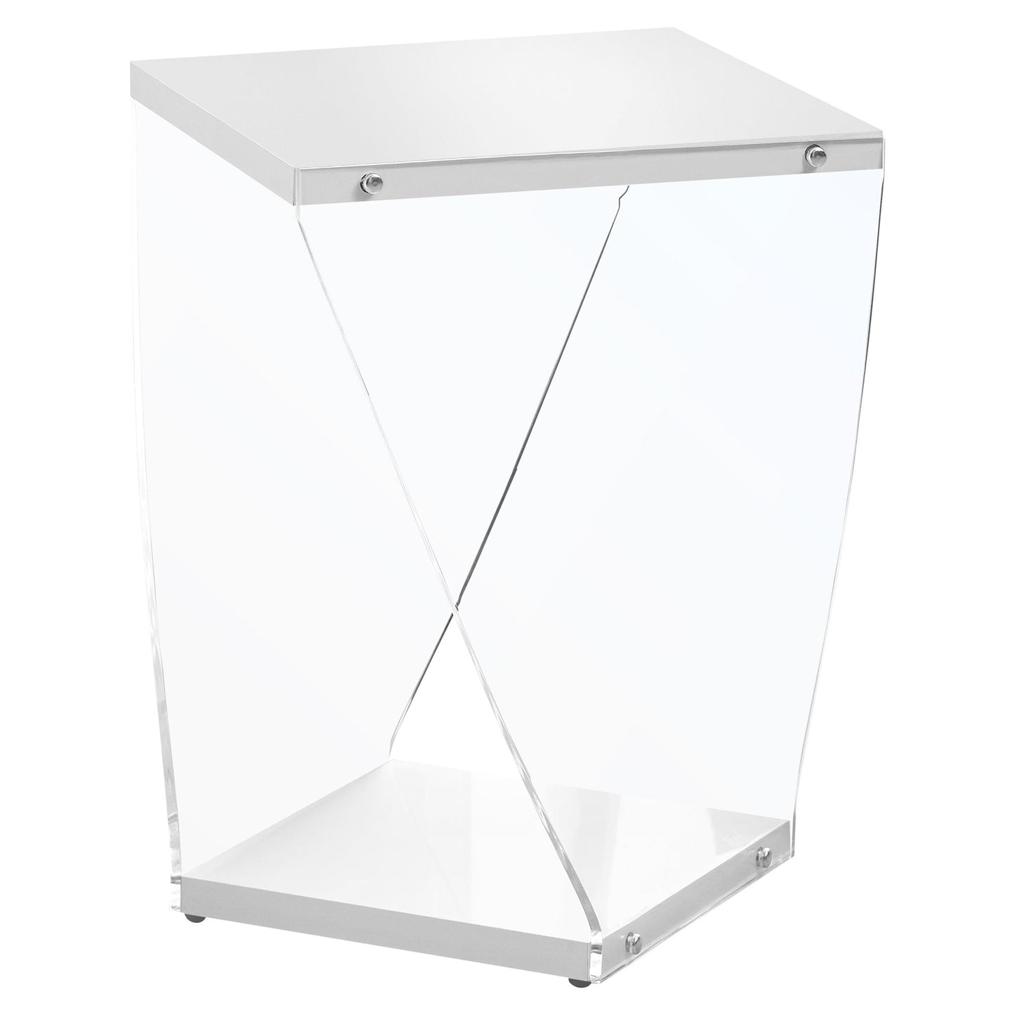 16.5"L/21.25"H Modern Acrylic Bedroom Accent Table with Laminate Top