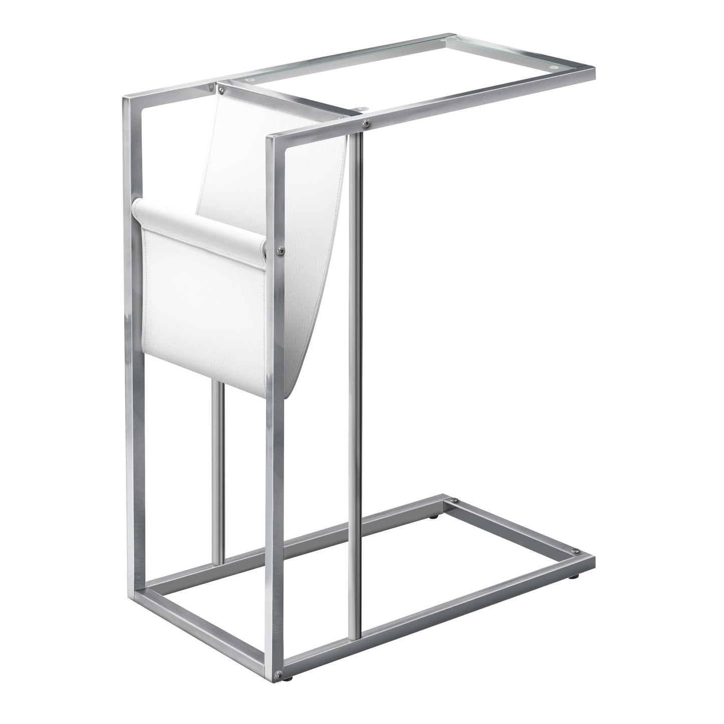 12” L / 24” H Contemporary C-Style Magazine End Table with Glass Top