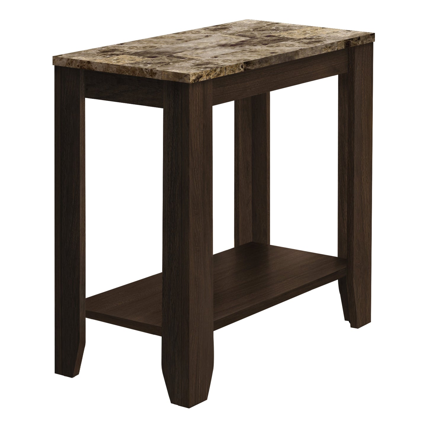 23.75 L / 21.5 H Transitional End Table with Cappuccino Marble Tabletop