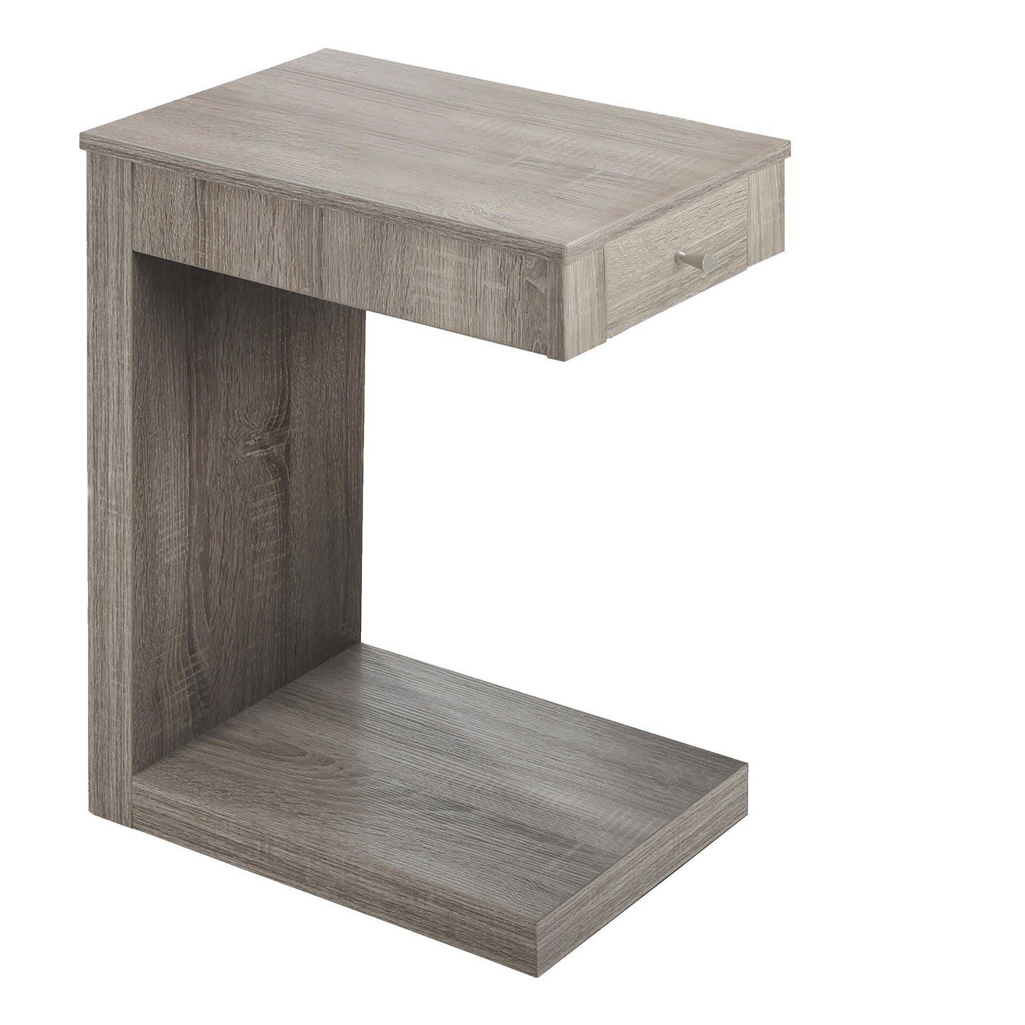 12” L / 24” H Modern C-Style Rubberwood End Table with Pullout Drawer