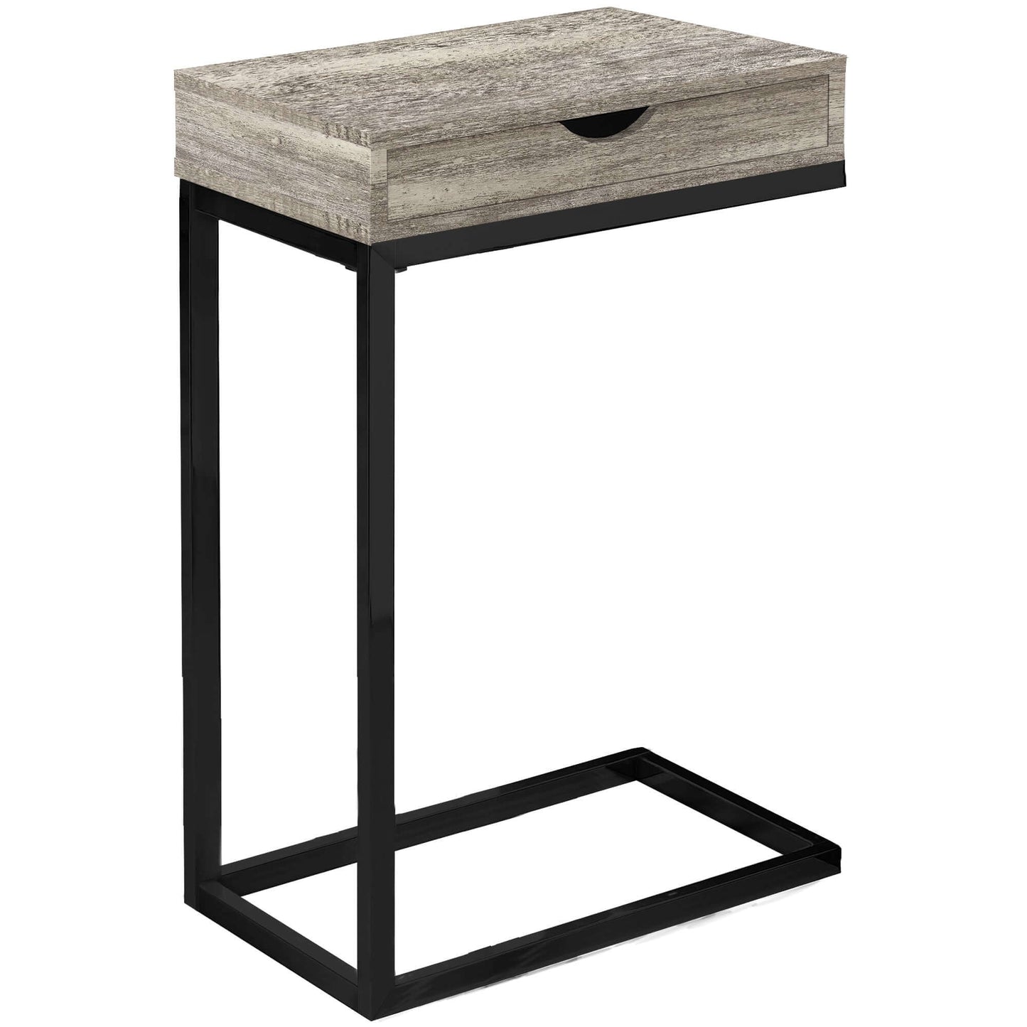 16" L / 25" H Modern C-Style Metal Bedroom End Table with Wood Top