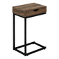 16” L / 24.5” H Modern C-Style Metal Bedroom End Table with Drawer.