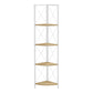 60"H Metal French Etagere Corner Bedroom Bookcase with Wood Shelves