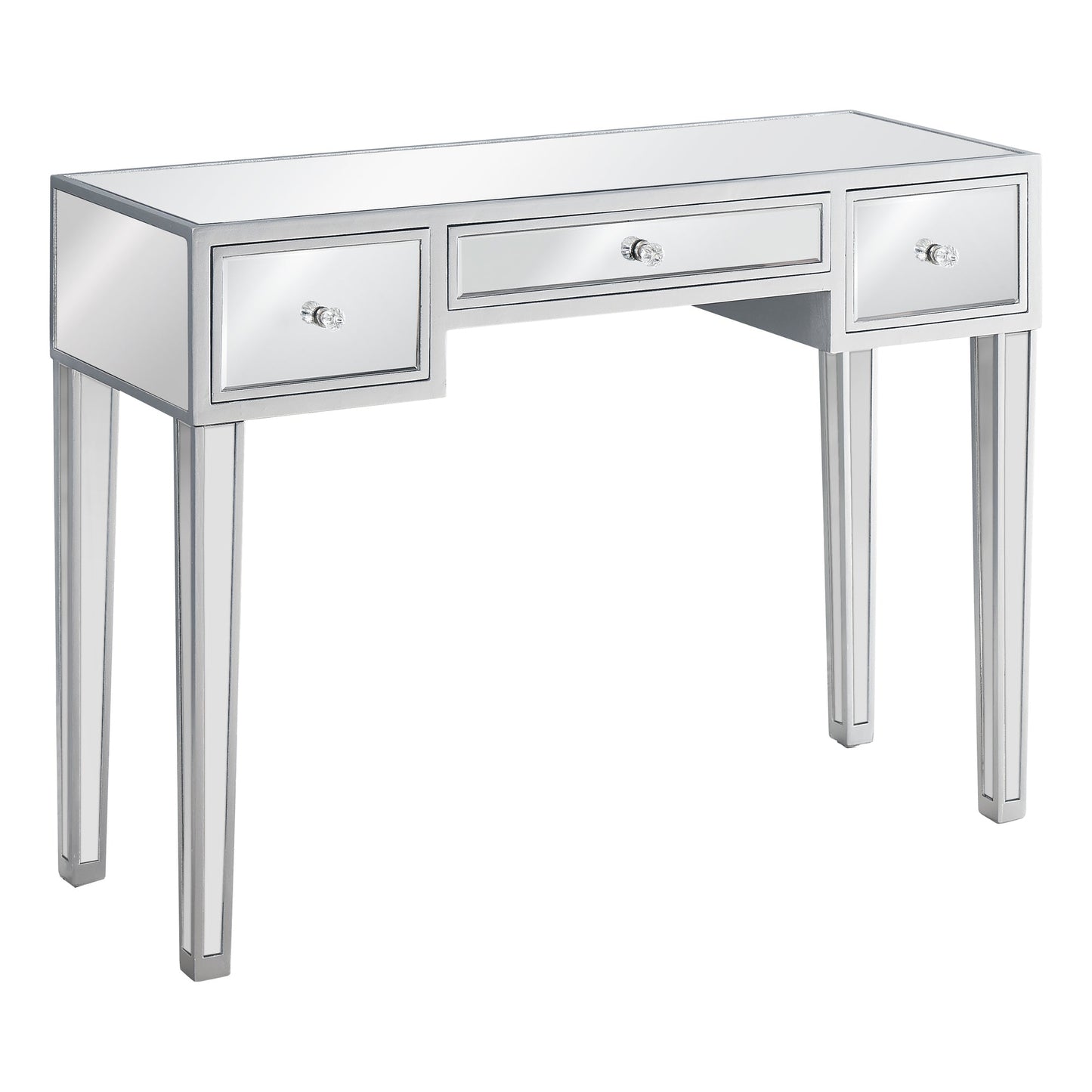 42"L Mirrored Chrome Bedroom Accent Console Table with Storage