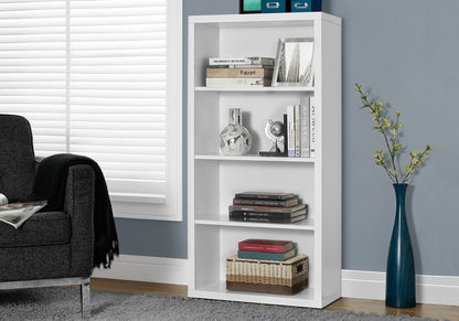 Modern 48"H 4 Shelf Etagere Bookcase in White Finish