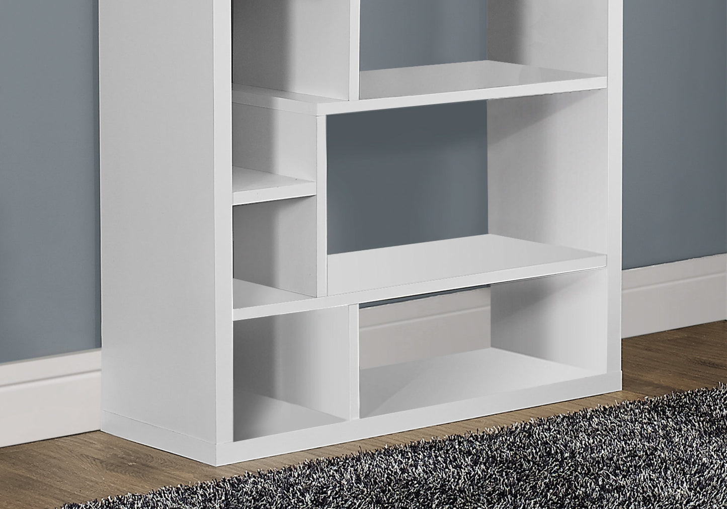 Modern 72"H Asymmetrical Bookcase with 14 Shelves in White