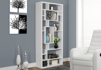 Modern 72"H Asymmetrical Bookcase with 14 Shelves in White