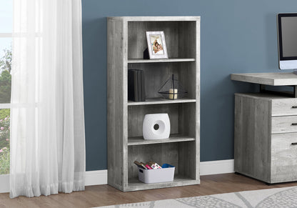 Modern 48"H 4 Shelf Etagere Bookcase in Grey Reclaimed Wood-Look