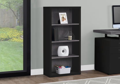 Modern 48"H 4 Shelf Etagere Bookcase in Black & Grey Finish