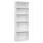 Transitional 72H 5 Shelf Bookcase in White Laminate Finish
