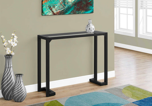 42"L Metal Frame Glass Top Bedroom Accent Hall Console Table