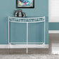36"L White Metal Frame Glass Top Bedroom Accent Hall Console Table