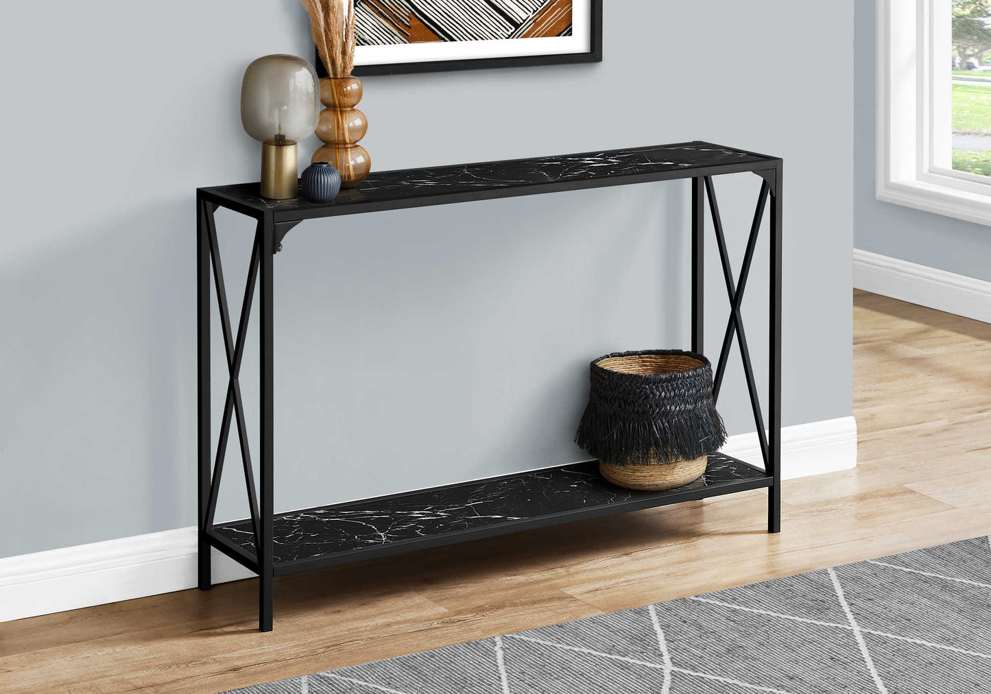 48"L Metal Frame Bedroom Accent Console Table with Laminate Top