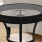 22"Dia/24"H Transitional Metal Bedroom Accent Table with Glass Top