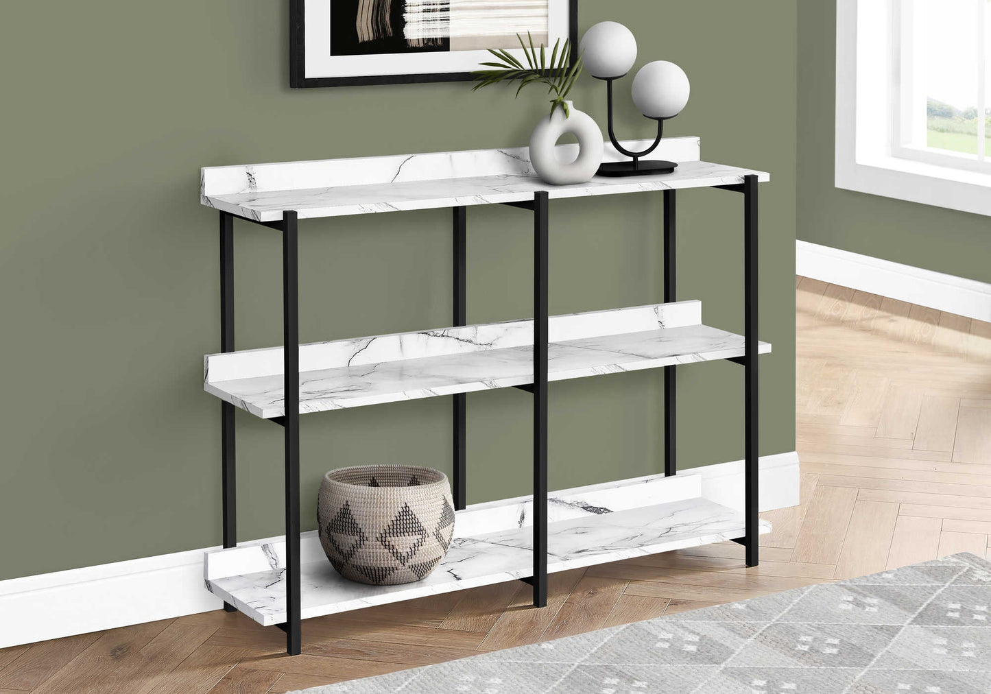 48"L Metal Frame Laminate Tabletop Bedroom Accent Console Table