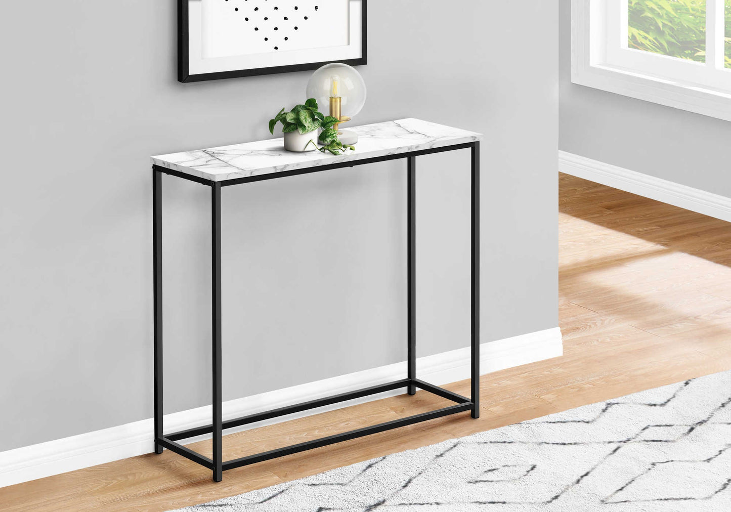 32"L Open Shelf Metal Bedroom Accent Hall Console Table
