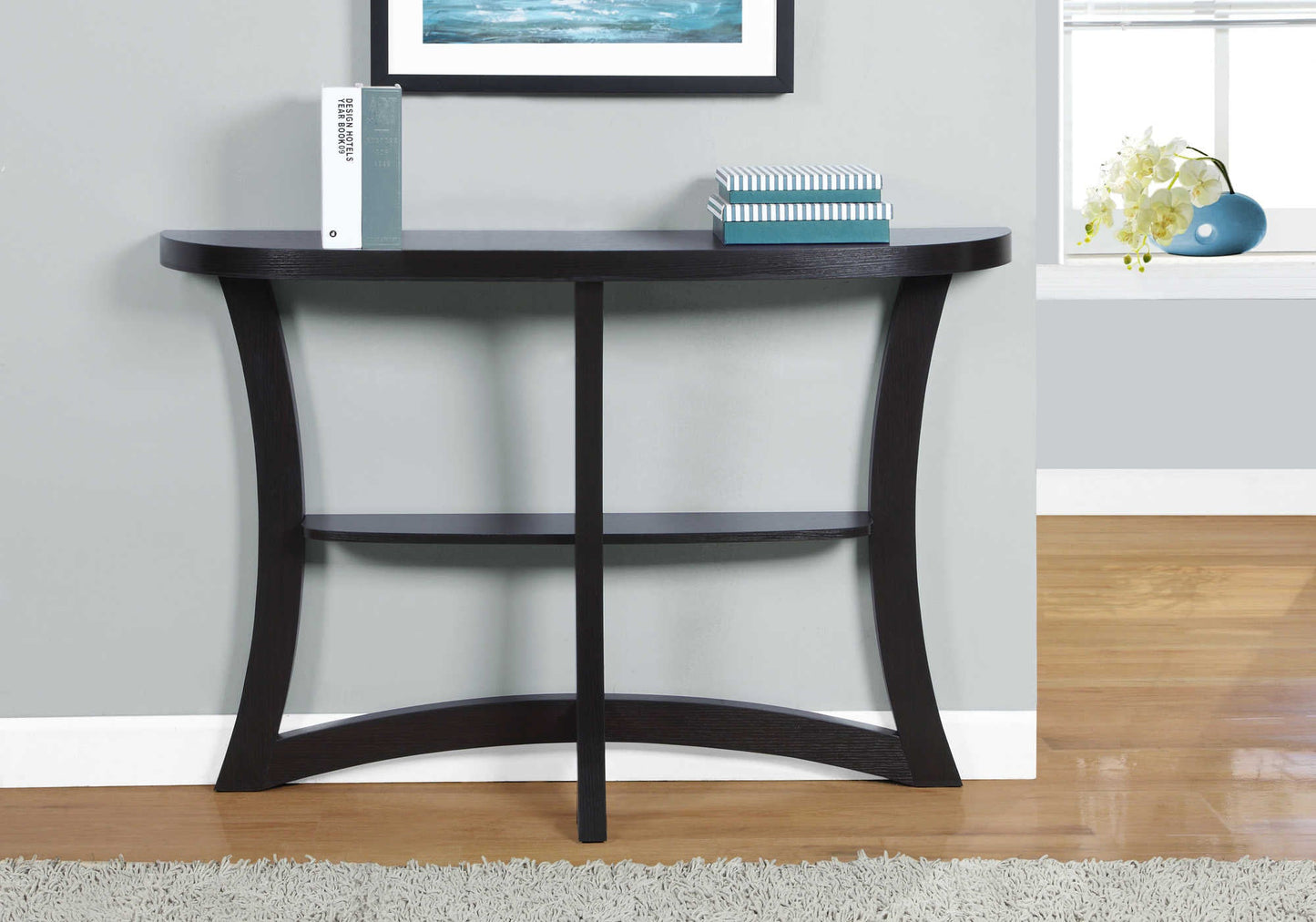 47"L Two-Tier Brown Laminate Bedroom Accent Hall Console Table