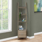 69"H Laminate Wood Corner Etagere Bedroom Bookcase W/ Drawer