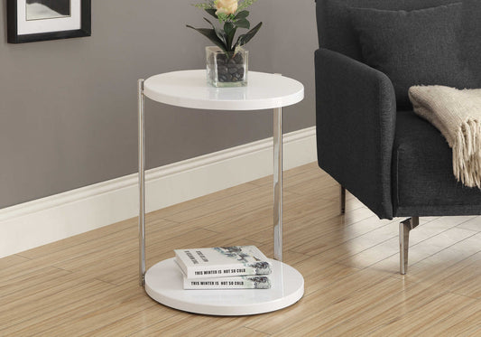 23.75L / 21.5H Modern Round Rubberwood End Table with Metal Supports