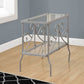 24 L / 22 H Traditional Scroll Inspired Metal End Table with Glass Top