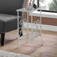 19"L/30”H Transitional Silver Metal End Table with Tempered Glass