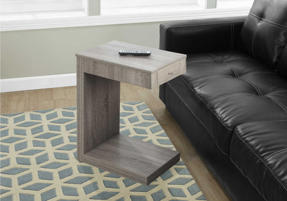 12" L / 24" H Modern C-Style Rubberwood End Table with Pullout Drawer