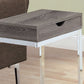 16” L / 25” H Modern C-Style Metal Bedroom End Table with Wood Top