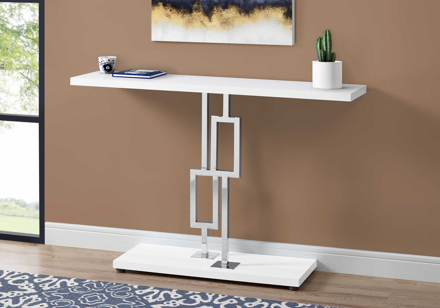 48"L Metal Bedroom Accent Console Table with Laminate Top