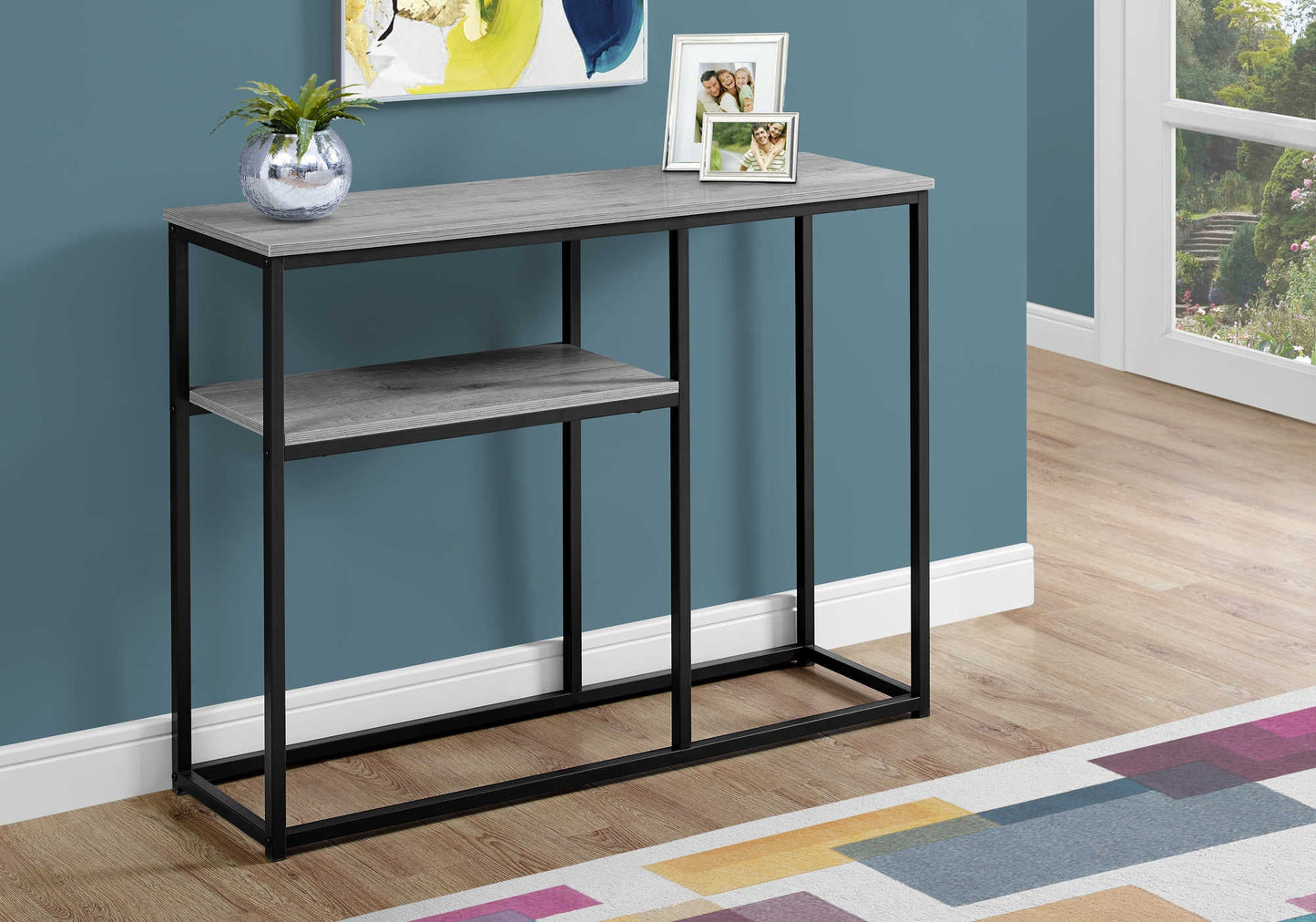42"L 2-tier Metal Frame with Laminate Top Bedroom Accent Console Table