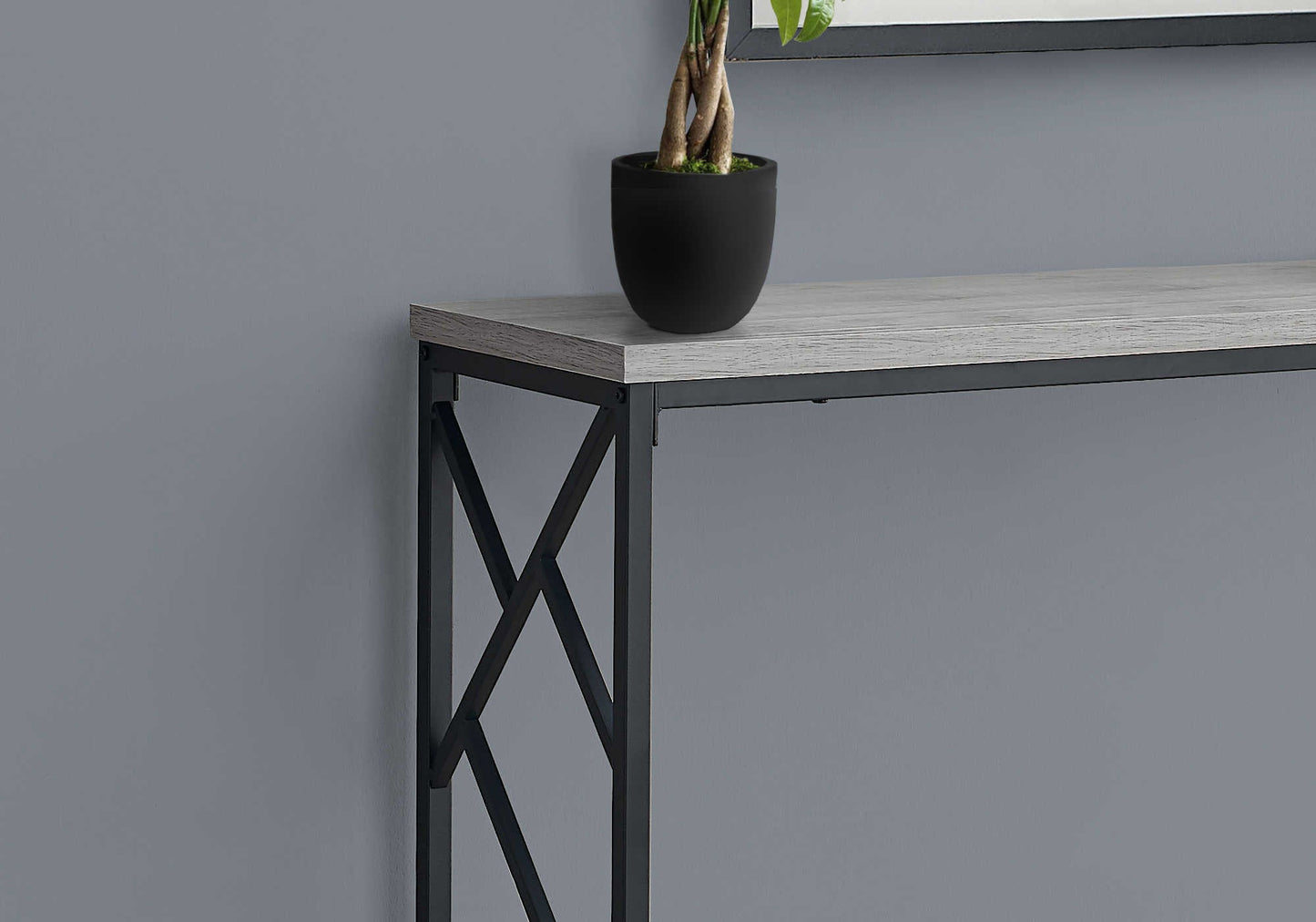 44"L Black Metal Bedroom Accent Console Table with Laminate Tabletop