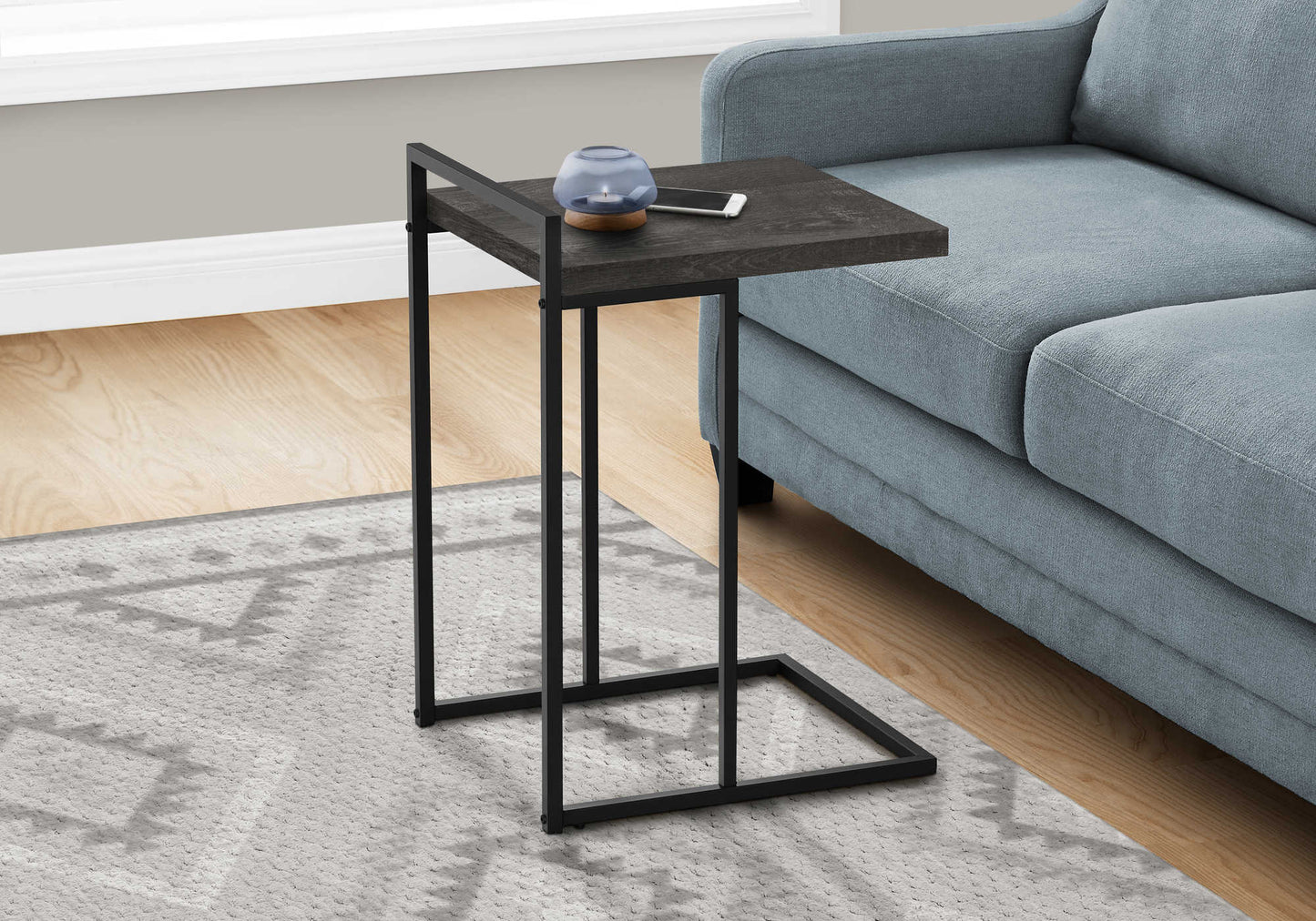 16"L/26.5"H Modern Laminate Bedroom Accent Table with Metal Frame