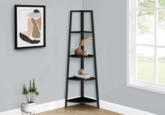 60"H 4-Tier French Style Etagere Corner Metal & Wood Bedroom Bookcase