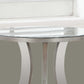 20"Dia Eucalyptus Wood Mirrored Bedroom Accent Table in Brushed Silver