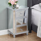 19"L/28"H Transitional Mirrored Nightstand with Brushed Silver Finish