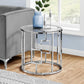 23"L/23"H Transitional Round Bedroom Accent Table with Glass Tabletop