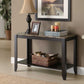 44"L Faux Marble Bedroom Accent Console Table with Cappuccino Finish