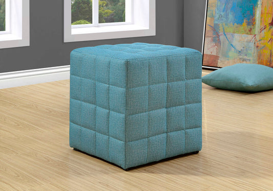 18" Cube-shaped Upholstered Bedroom Ottoman with Biscuit Tufting