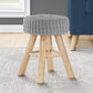 12" Round Knit Fabric Bedroom Ottoman with Solid Natural Wood Legs