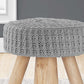 12" Round Knit Fabric Bedroom Ottoman with Solid Natural Wood Legs