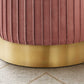 14" Round Velvet Fabric Bedroom Ottoman with Solid Gold Metal Base