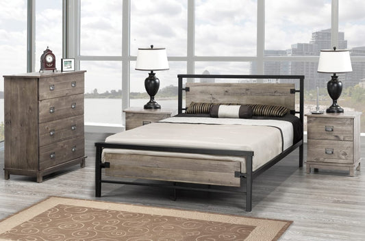T2339G Wood and Metal Platform Bed