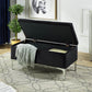 Black Velvet Storage Bench with Deep Tufting and Chrome Legs