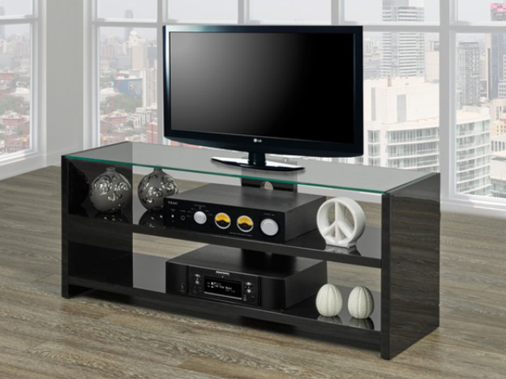 Black High Gloss TV Stand with 8mm Tempered Glass Top