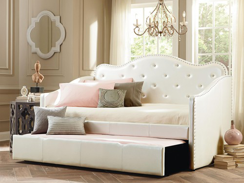 Single Size PU Leather Day Bed with Single Size Trundle Bed