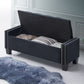 Black Velvet Storage Bench with Button Tufting & Nailhead Details