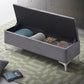Grey Velvet Storage Bench with Button Tufting & Sleek Chrome Legs