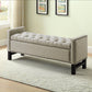 Beige Fabric Storage Bench with Copper Nailhead Details